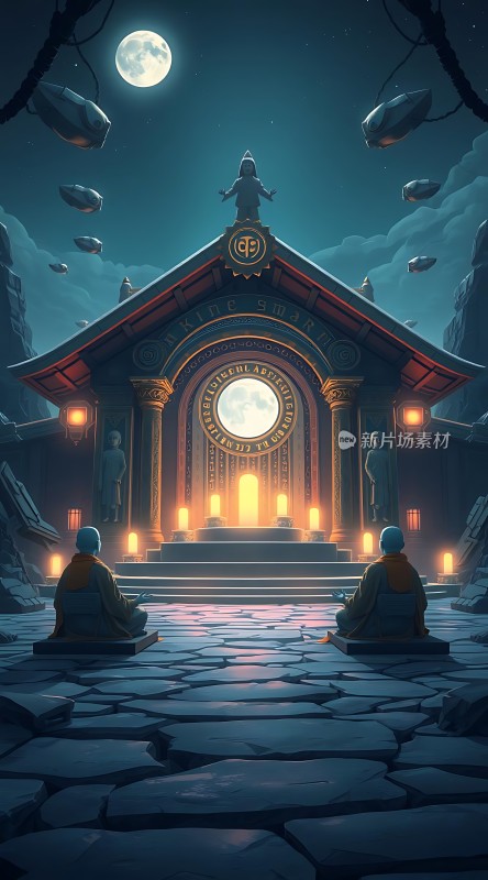 古寺夜月禅者静修