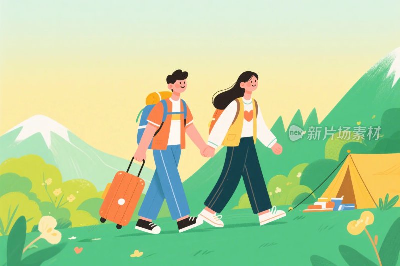 户外徒步的情侣