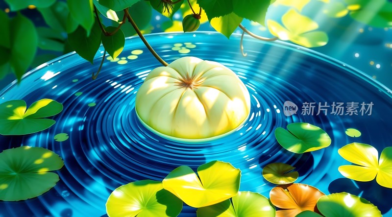 阳光下的水生植物