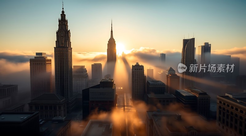 晨曦中的城市轮廓