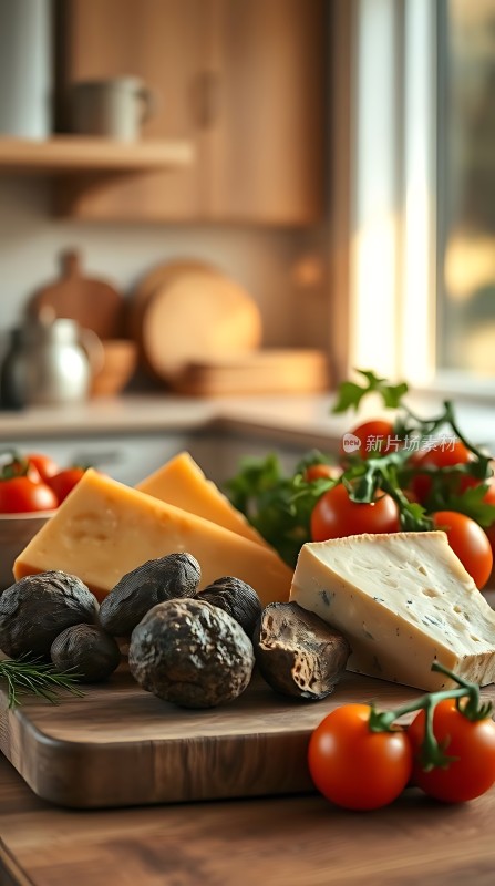 阳光下的奶酪、番茄和黑松露拼盘