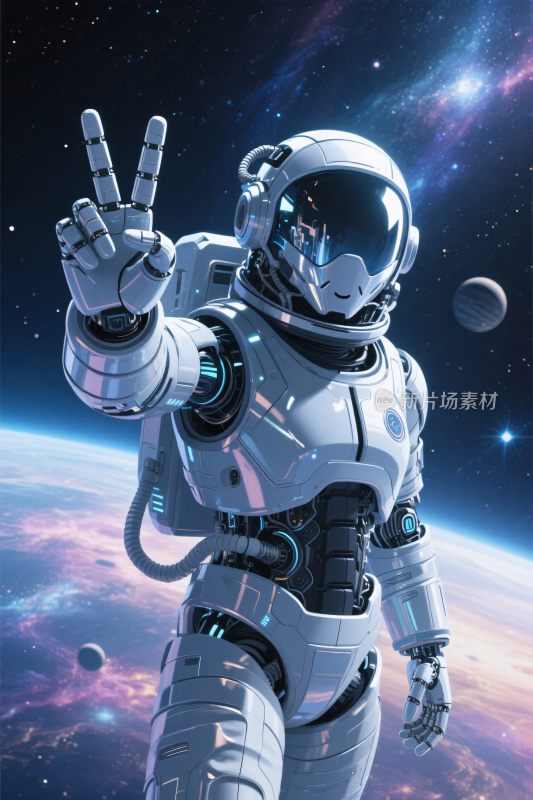 太空宇航员比耶插画