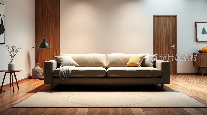 现代简约客厅舒适沙发与温馨氛围
