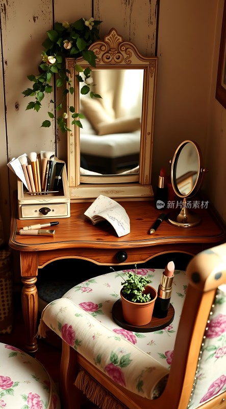 复古梳妆台上的精致生活