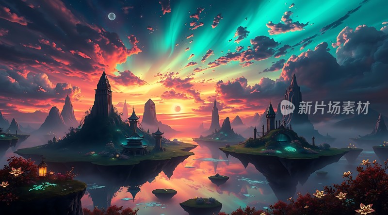 神秘岛屿日落奇景