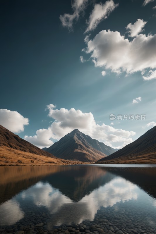 一个湖一座高山清图片