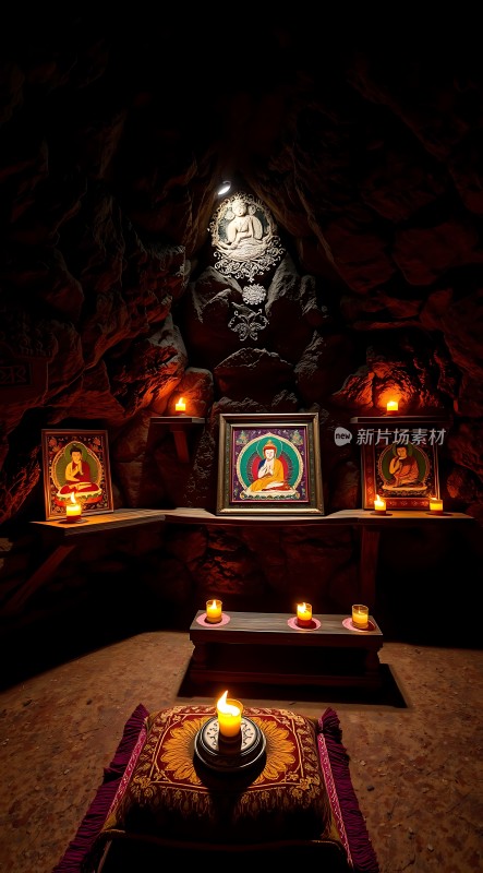 岩洞中的佛堂静修之地