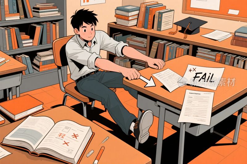 学生考试失利场景插画