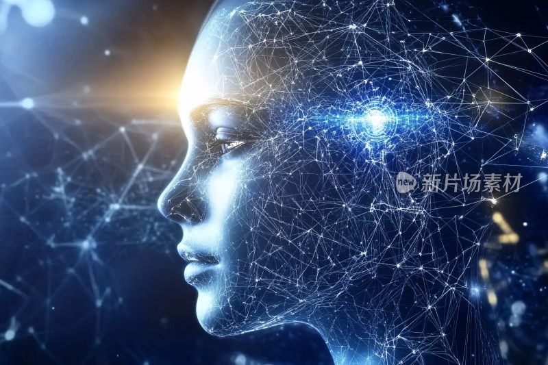 科技感人脸与网络线条画面