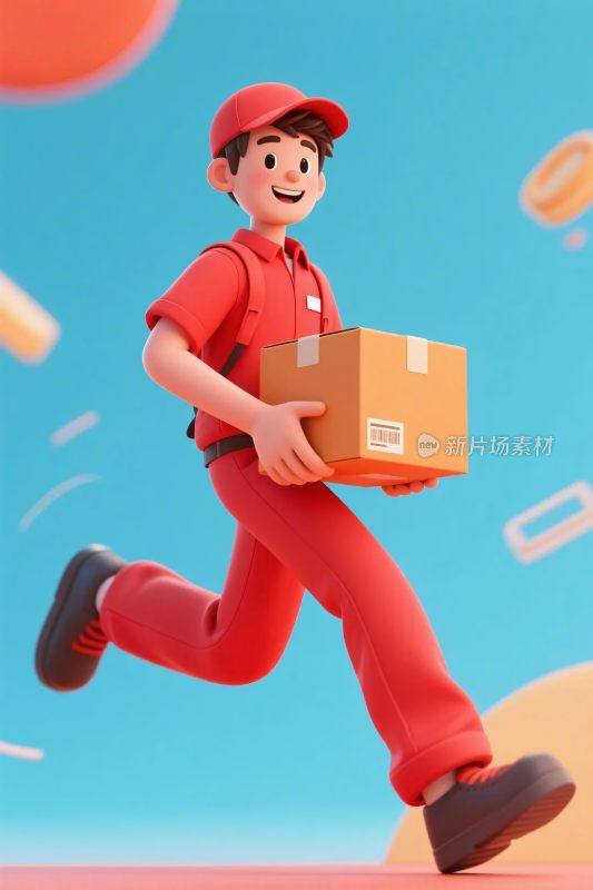 快递员送货插画