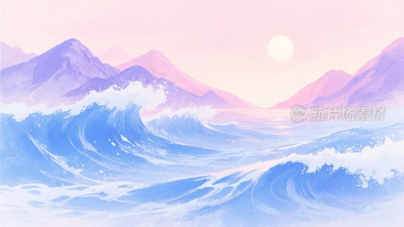 梦幻山海日出景象