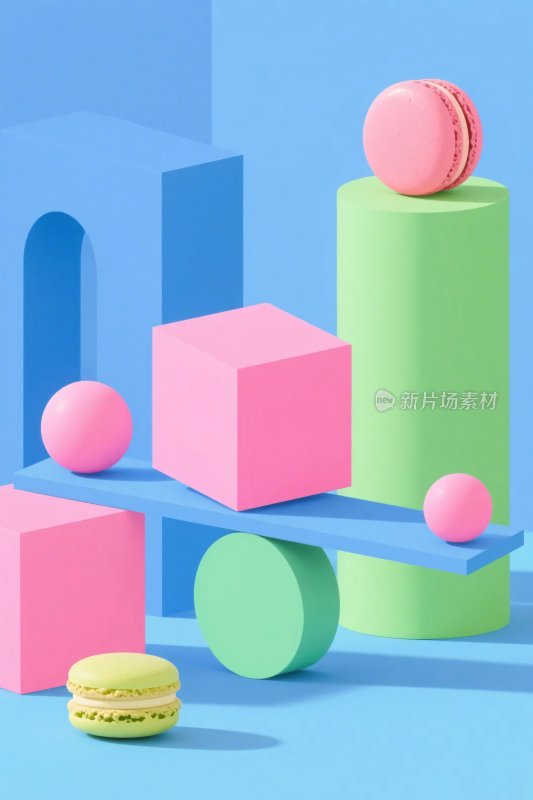 多彩几何与马卡龙插画