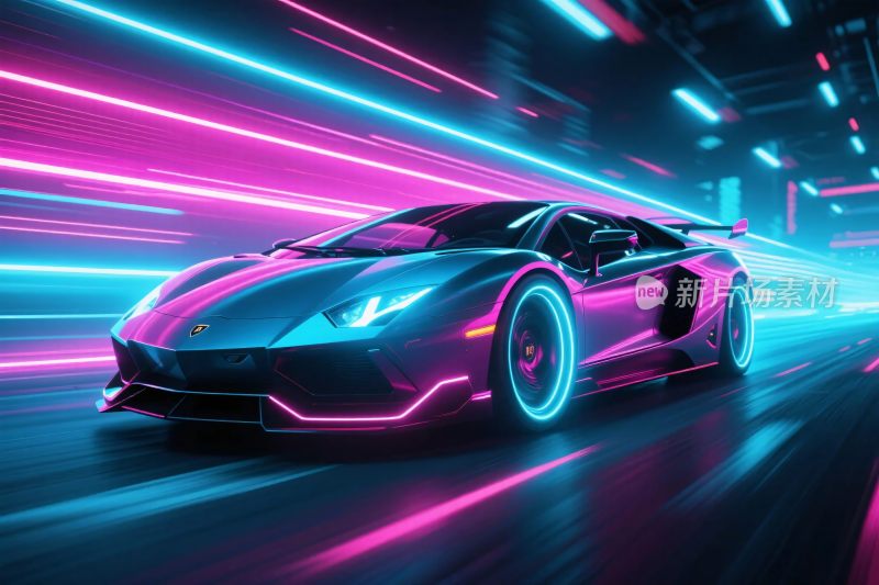 霓虹跑车科幻视觉