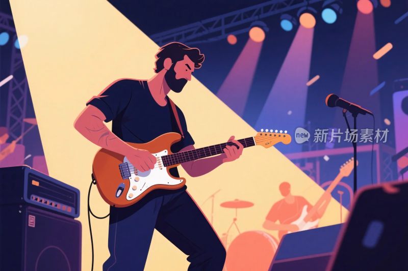 乐队演出插画舞台灯光