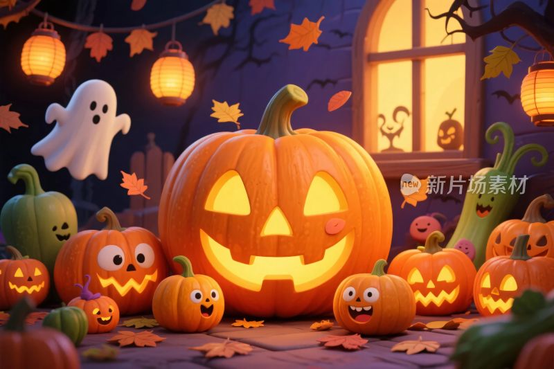 万圣节南瓜灯主题插画