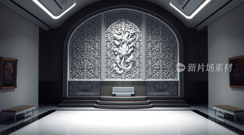 艺术殿堂光影交错雕塑与画作共舞