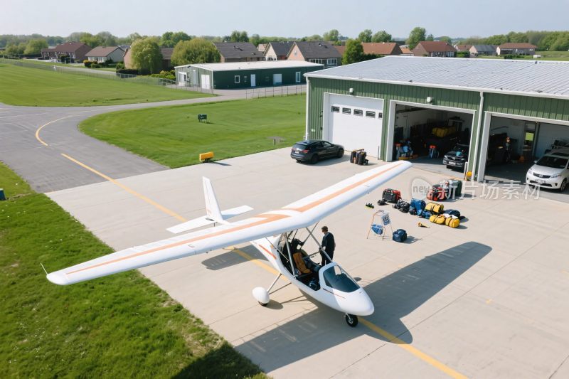 小型飞机停在机场区域