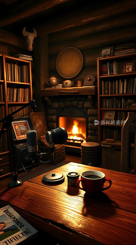 温馨书房里的深夜咖啡时光