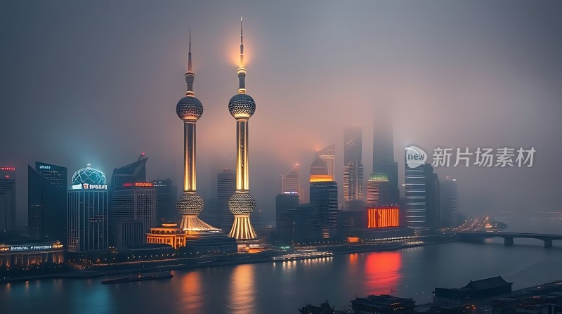 东方明珠与城市夜景