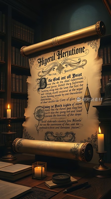 古卷秘文烛光下的古老文献