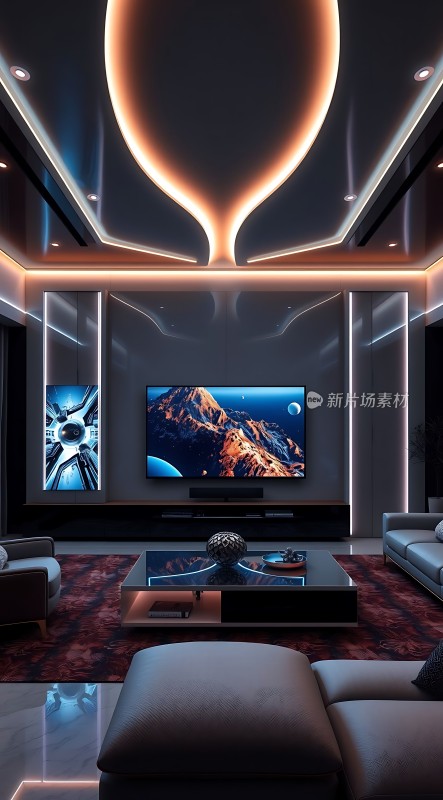 未来主义客厅设计科技感十足