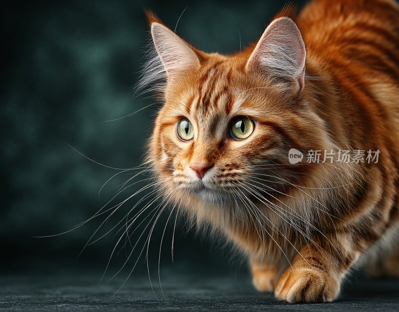 可爱的橘色长毛猫