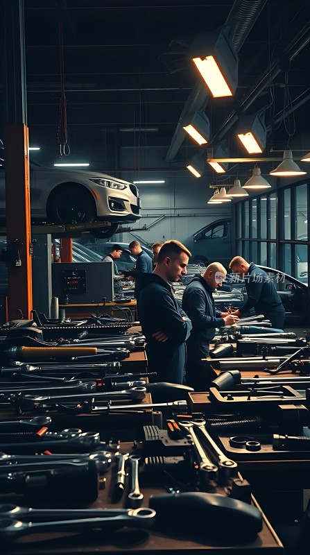 机械车间里的专注维修工