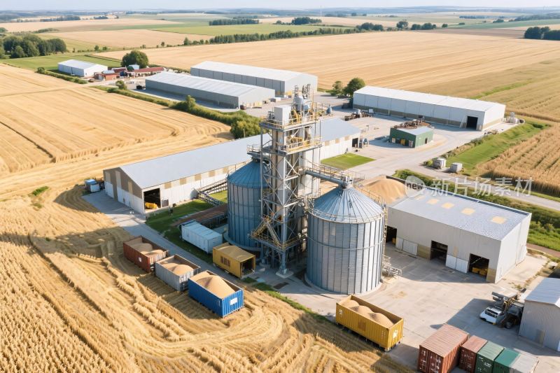 农业粮仓设施俯瞰图