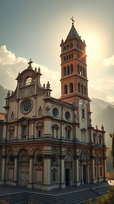阳光下的宏伟教堂