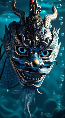 蓝色龙面具