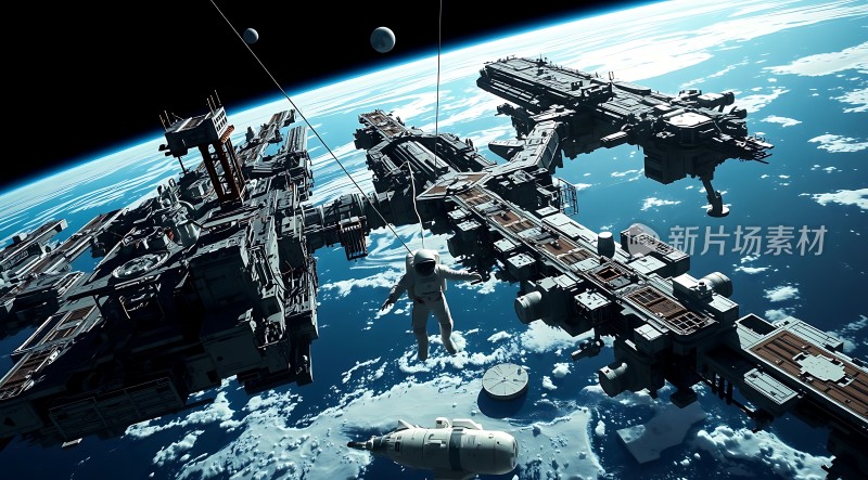 太空漫步者与宇宙飞船