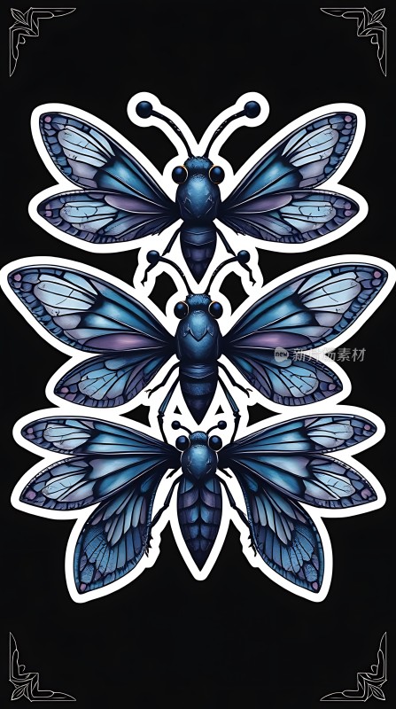 蓝色蝴蝶翅膀艺术图案