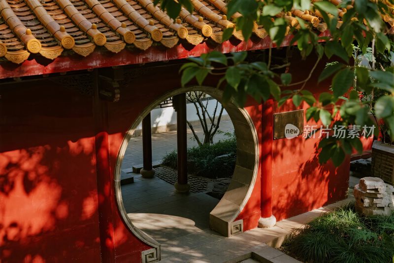 中式古建月亮门园林景观