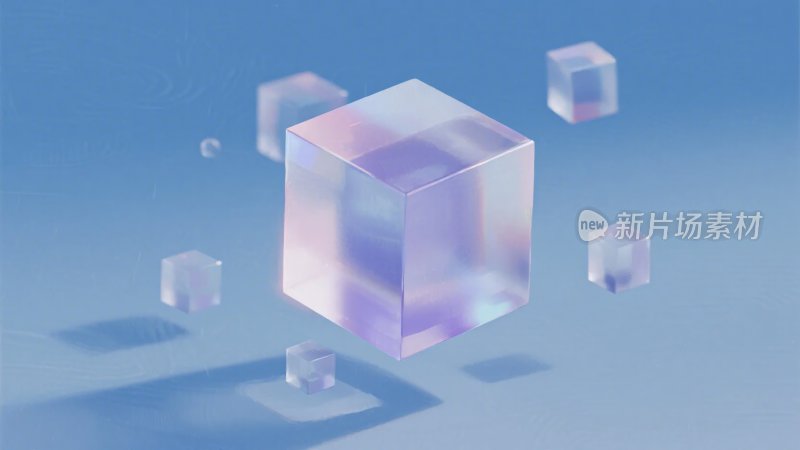 悬浮透明立方体插画