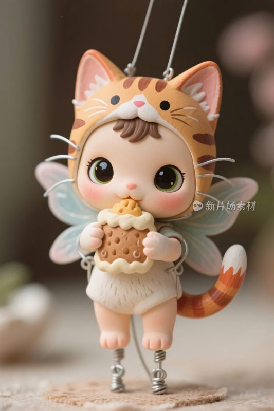 卡通猫精灵玩偶插画