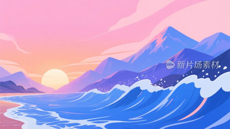 海边日落的唯美山海景象