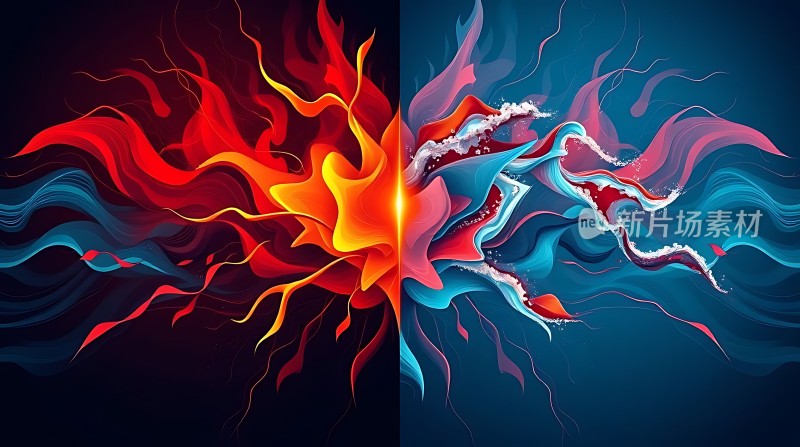火蓝交织色彩碰撞的艺术盛宴
