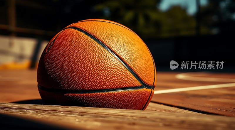 篮球场上的橙色篮球