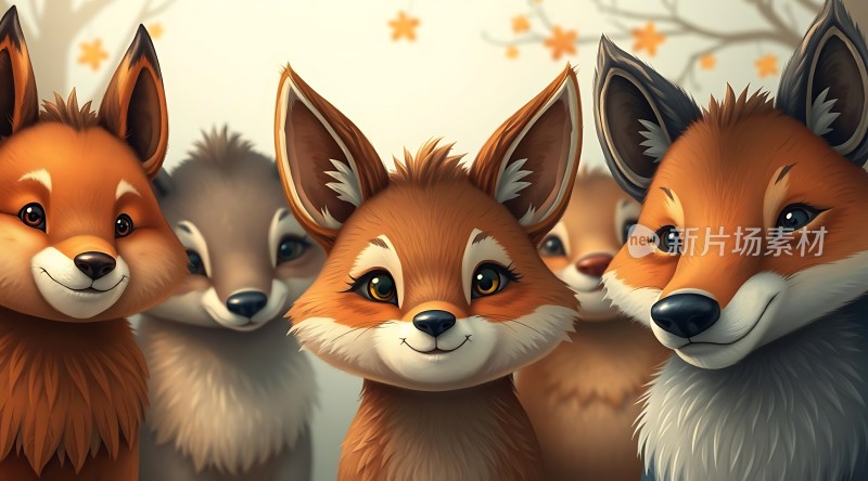 狐狸家族温馨合影