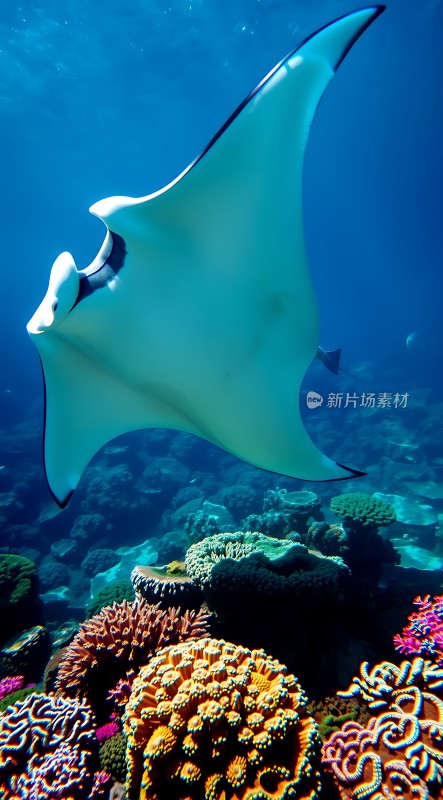 海洋之翼蝠鲼与珊瑚共舞