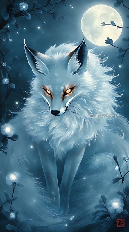 冰蓝月光下的神秘狐狸