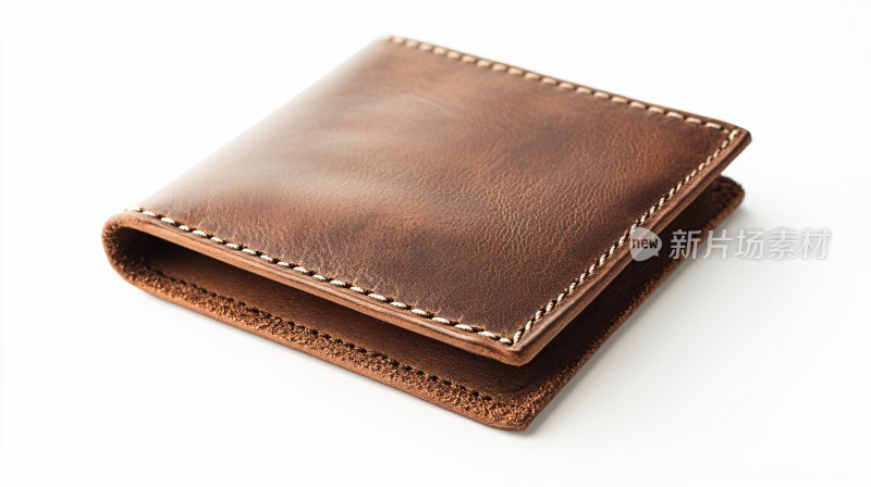 棕色皮革钱包特写