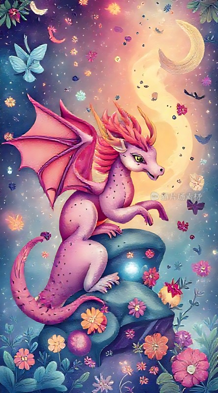 粉红龙与梦幻夜空