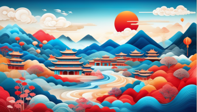 中国画山水画背景