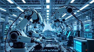 智能工厂机器人生产线高效运作