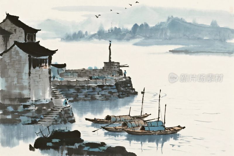 水乡水墨古景