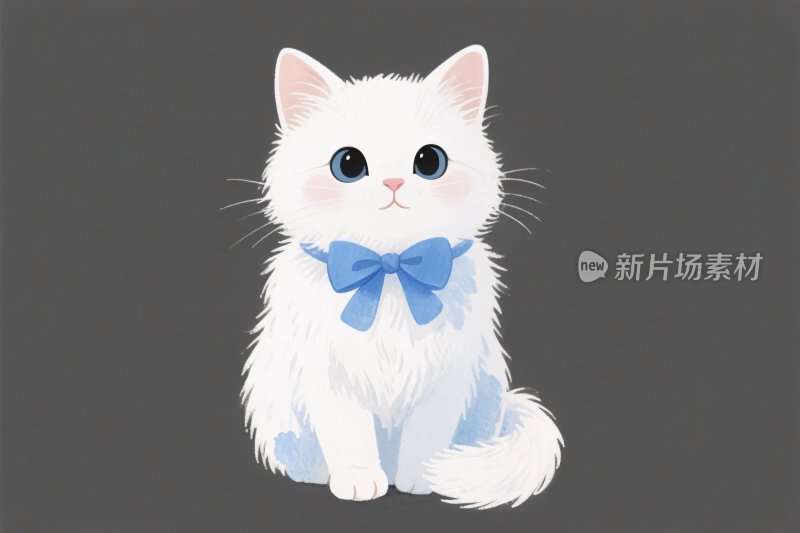 柔软白猫插画