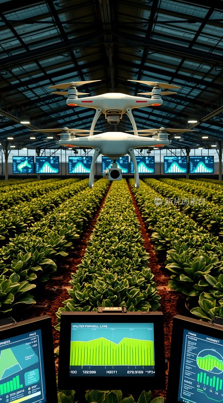 智能农业无人机监测大棚作物生长状况