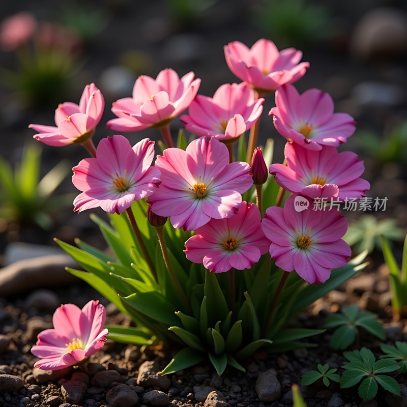 阳光下的粉色花朵绽放