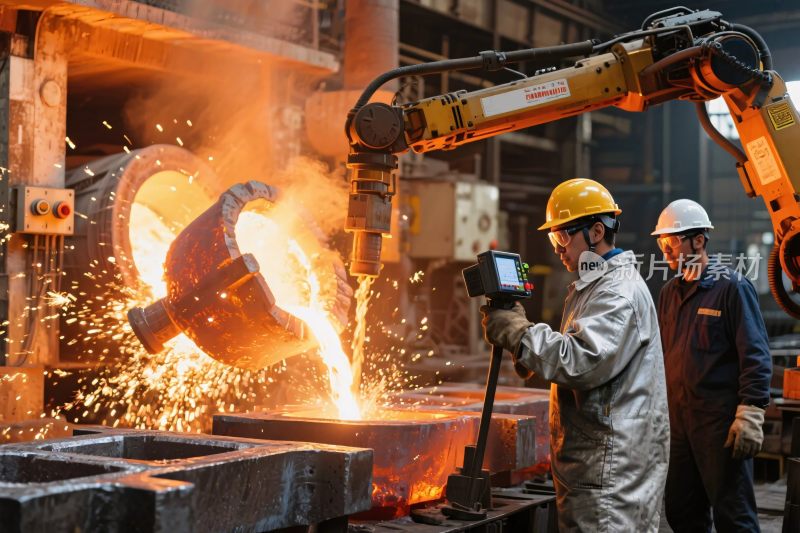 钢铁厂炼钢作业场景